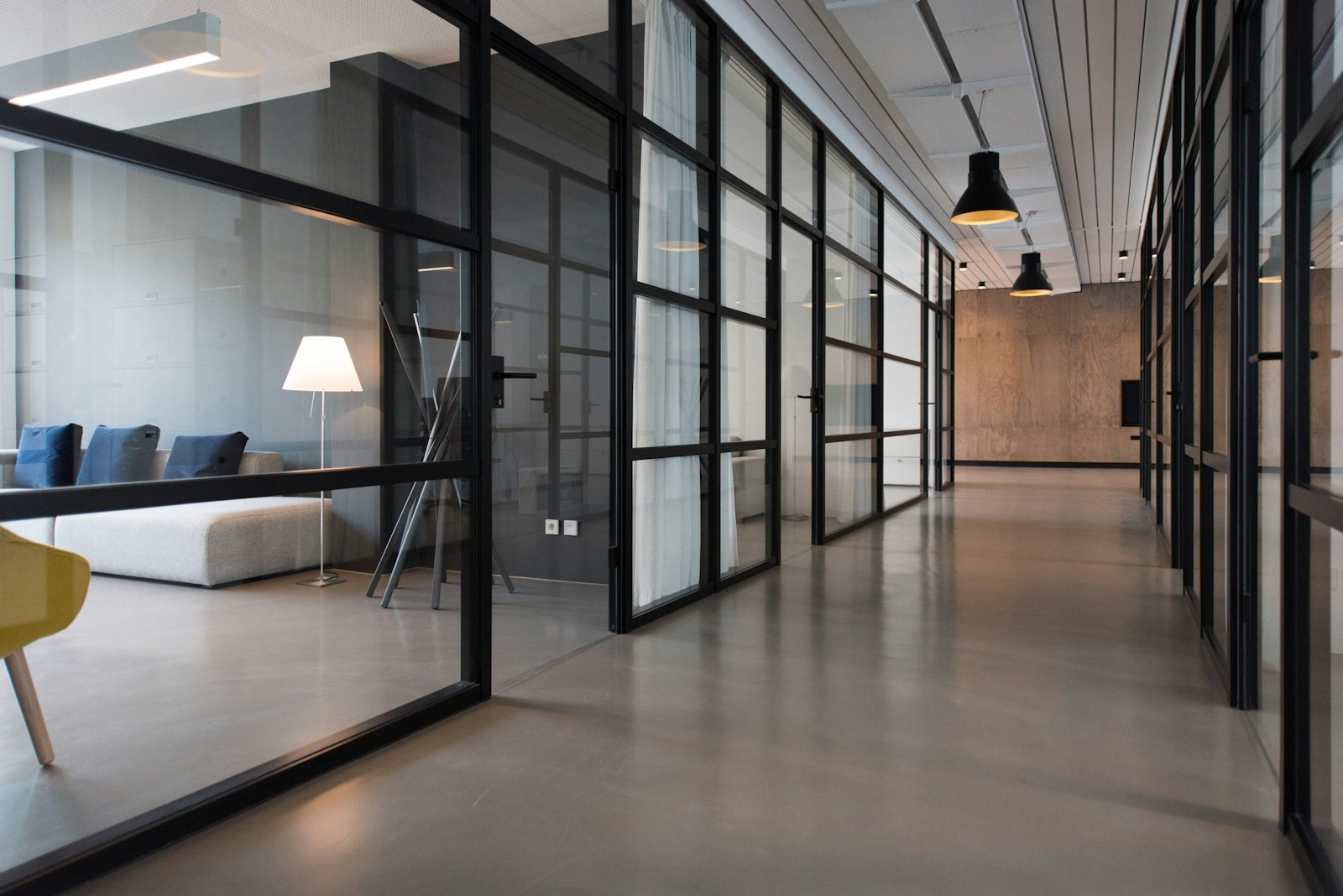 A bright, modern office workspace
